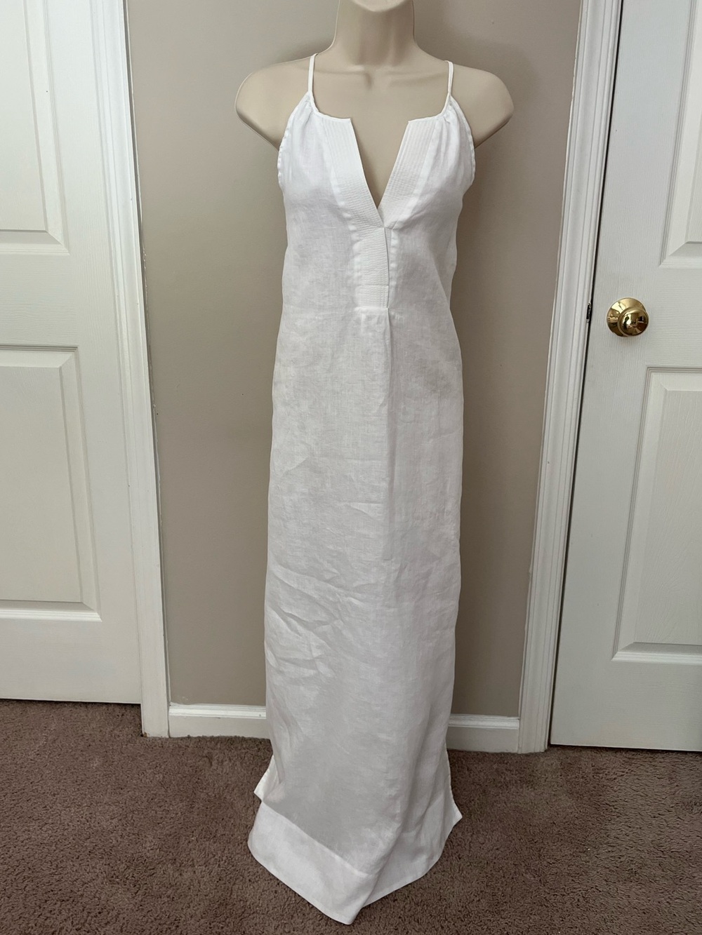 J. Crew white linen maxi dress with slits on side size XS